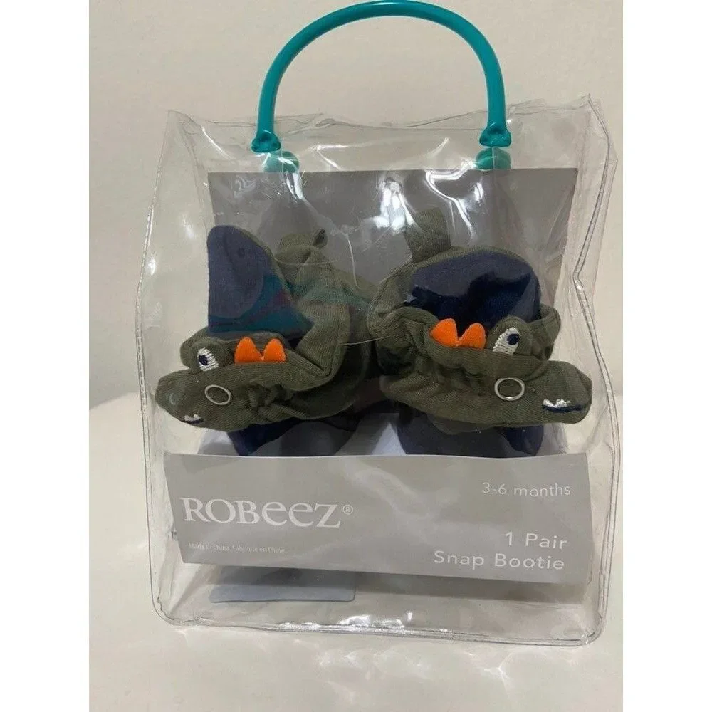 Robeez Crocodile Snap Booties Crib Shoes Size 3-6 Months NEW